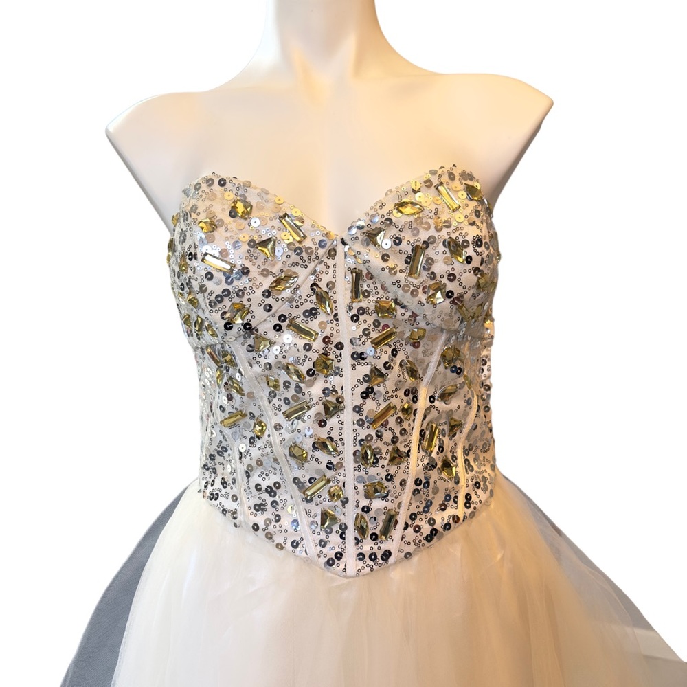 ded White Sequin Short Dress Size 7/8 - Picture 4 of 7